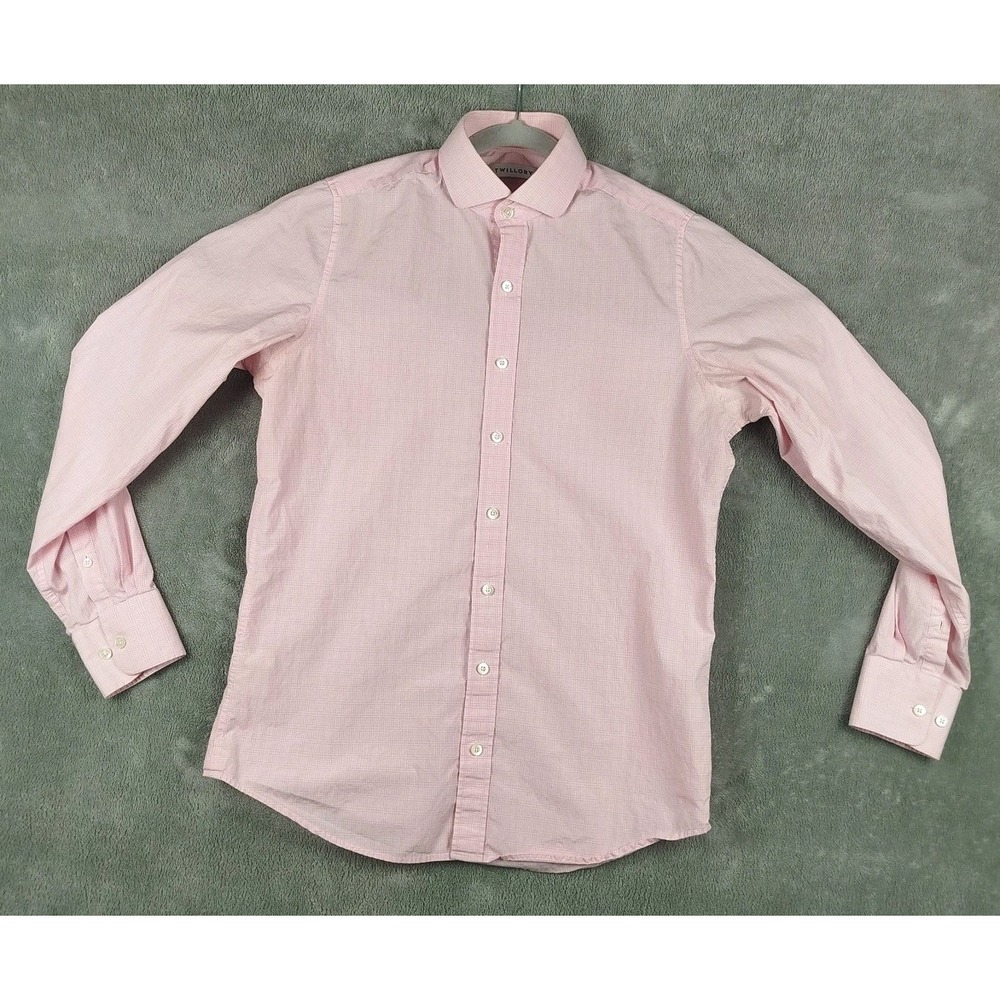 Twillory Tailored Fit‎ Pink Check Dress Button Shirt Mens 15.5 34/35 Casual